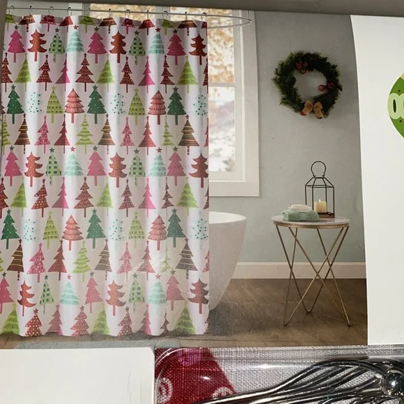 NEW whimsical shower curtain w/ hooks - Picture 4 of 9